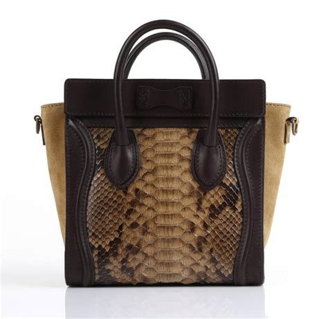 celine nano python|Nano luggage python bag Celine Brown in Python .